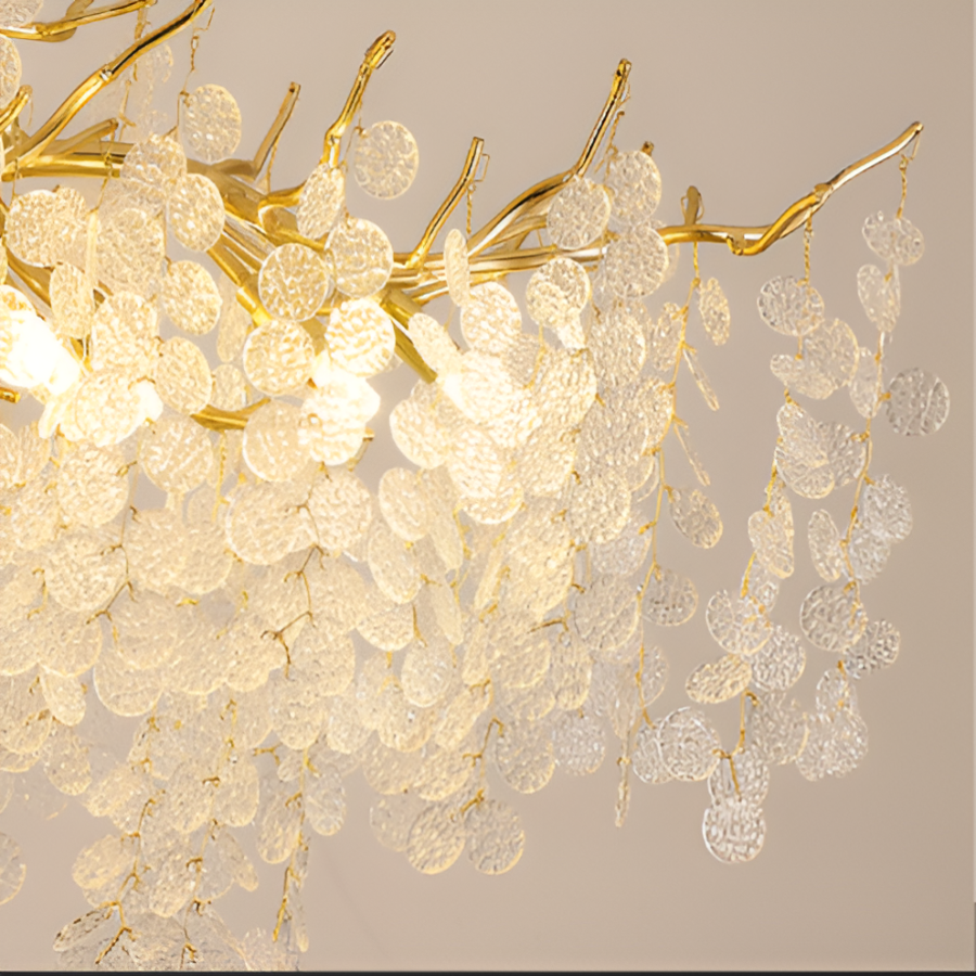 WALTZ Serenade Crystal Chandelier, 9xG9, Gold, 80cm, Adjustable Height