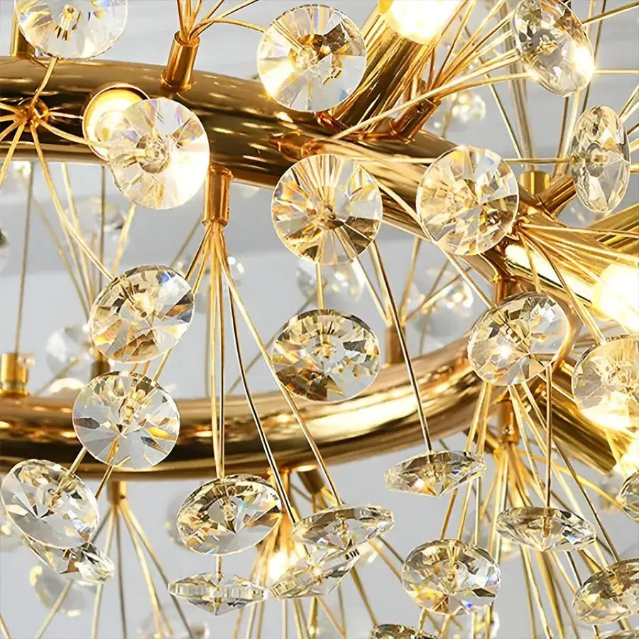 MINUET Crystal Chandelier 9x G9, Diameter 50cm, Shiny Gold, Adjustable Height