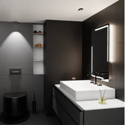 Rectangular LED mirror, 60x80cm, Rayonnement MotionGlow Marcello, Demister System, Clock & Thermometer, Dimmable