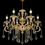 Luciano Crystal Chandelier, 6*E14, Gold, Metal and Crystal