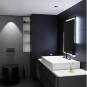 Rectangular LED mirror, 60x80cm, Rayonnement MotionGlow Marcello, Demister System, Clock & Thermometer, Dimmable