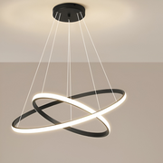 LED chandelier with ricci remote control, 25W, 2 circles, cold/hot/neutral light, unstable, black