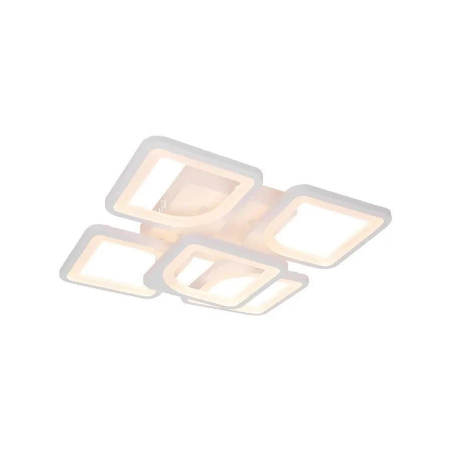 LED chandelier with remote control ZOE 96W, 5 Squares, Cold/Warm/Neutral light, Dimmable, White