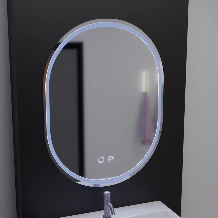 Oval LED mirror, 60x80cm, Velara Touch, Demister System, Dimmable