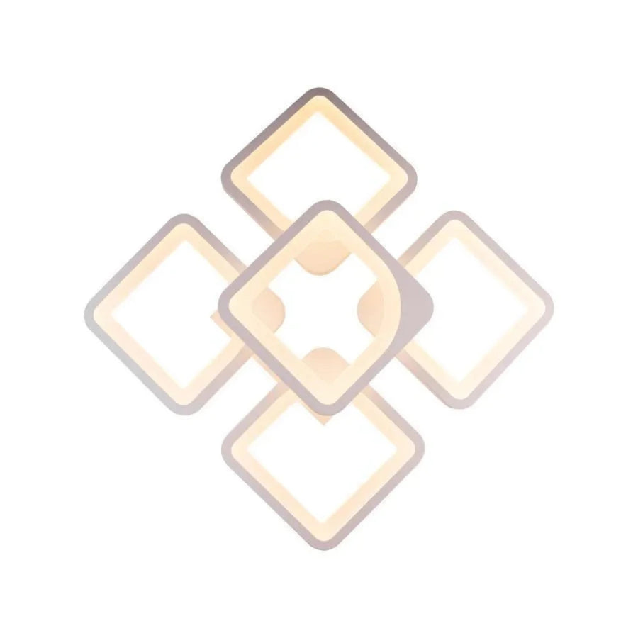 LED chandelier with remote control ZOE 96W, 5 Squares, Cold/Warm/Neutral light, Dimmable, White