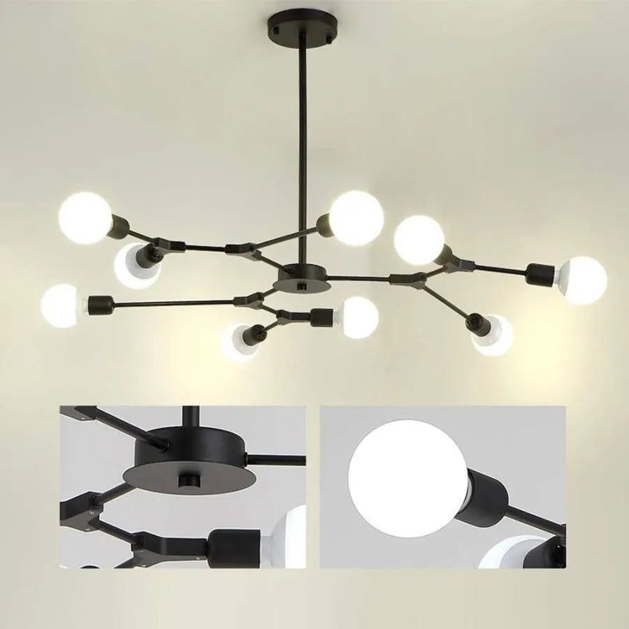 Architek Nona Chandelier, 9x E27, Black, Metal