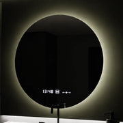 Round LED mirror, 80cm, Serenite MotionGlow Marcello, Demister System, Clock & Thermometer, Dimmable