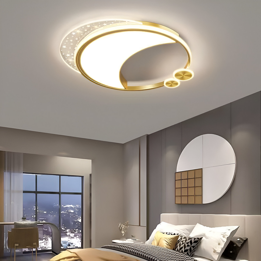 Marco LED Chandelier with Remote Control, 51W, Dimmable, Gold, Metal, Acrylic and Glass, 3000K/4000K/6000K