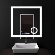 Rectangular LED Mirror, 60x60cm, Souverain MotionGlow Marcello, Demister System, Clock & Thermometer, Cosmetic Magnifier, Dimable