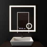 Rectangular LED Mirror, 60x60cm, Souverain MotionGlow Marcello, Demister System, Clock & Thermometer, Cosmetic Magnifier, Dimable