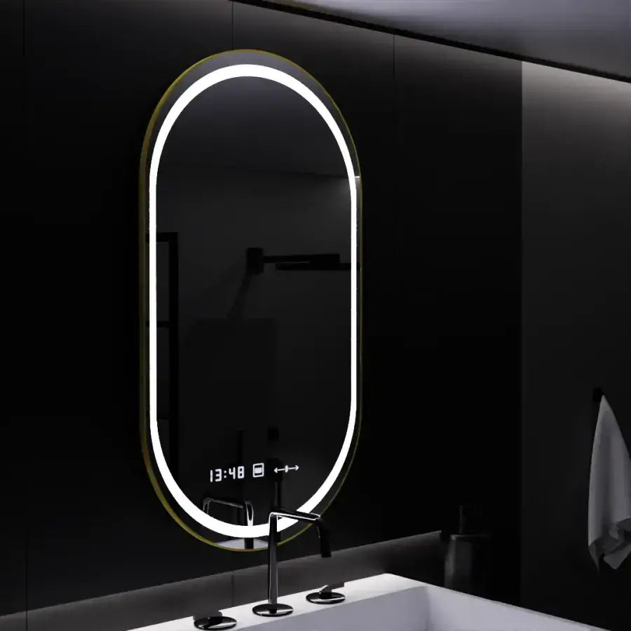 Oval LED mirror, 50x80cm, Roven Marcello MotionGlow sensor, De-fogging system, Clock & Thermometer, Dimable
