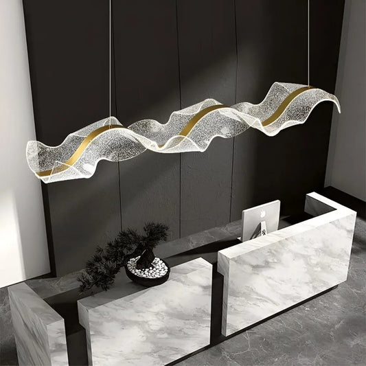 Hanging LED chandelier AMI 80W, Linear, Cold/Warm/Neutral light, Gold, Adjustable height