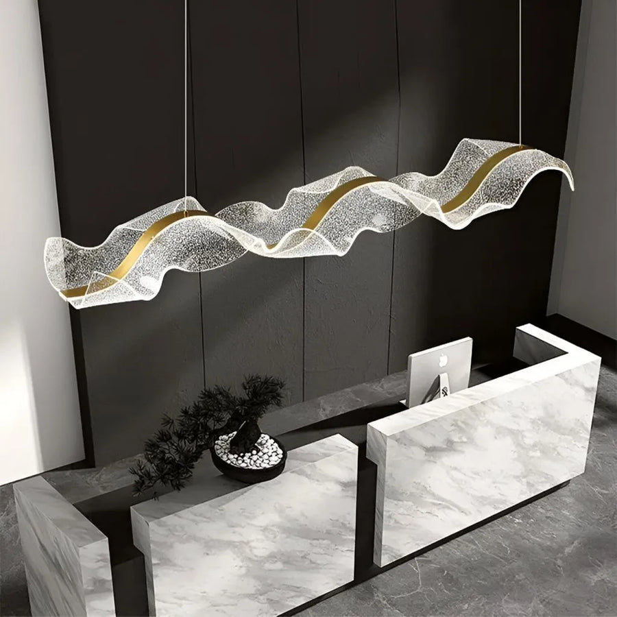 Hanging LED chandelier AMI 80W, Linear, Cold/Warm/Neutral light, Gold, Adjustable height