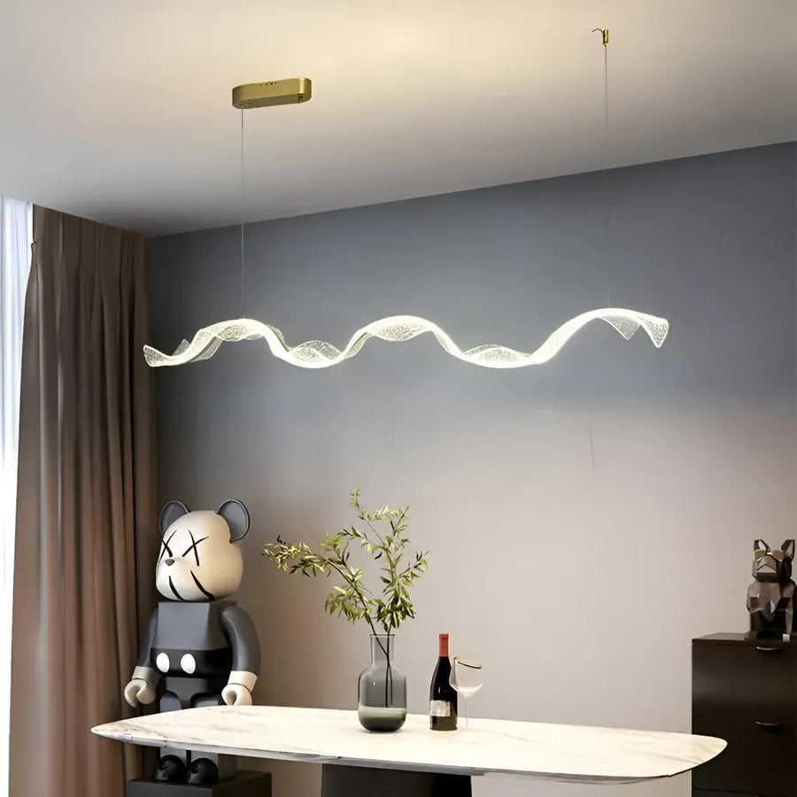 Hanging LED chandelier AMI 80W, Linear, Cold/Warm/Neutral light, Gold, Adjustable height