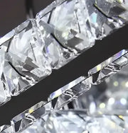 Suspended LED chandelier with remote control and crystal PRISM ANTEA 40W, 2 Circles, Cold/Warm/Neutral light, Dimmable, Glossy Chrome, Adjustable Height