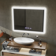 Rectangular LED Mirror 50x70cm Zampa Sensor Motionglow Marcello Clock Defrition System & Dimable Thermometer