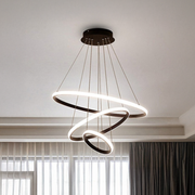 LED chandelier with clear remote control, 45W, 3 circles, cold/hot/neutral light, unstable, black