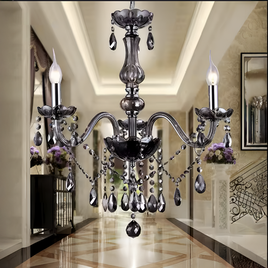 Crystal Chandelier AUGUST Eleganza, 3xE14, Diameter 48cm, Black, Adjustable Height
