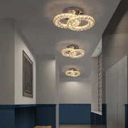 LED chandelier with remote control and crystal ZABINA 32W, 2 Circles, Cold/Warm/Neutral light, Dimmable, Shiny Chrome