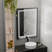 Mirror LED rectangular 60x80cm Verite Majeste Noir Motion Glow Marcello Clock Defrost & Dimable Thermometer