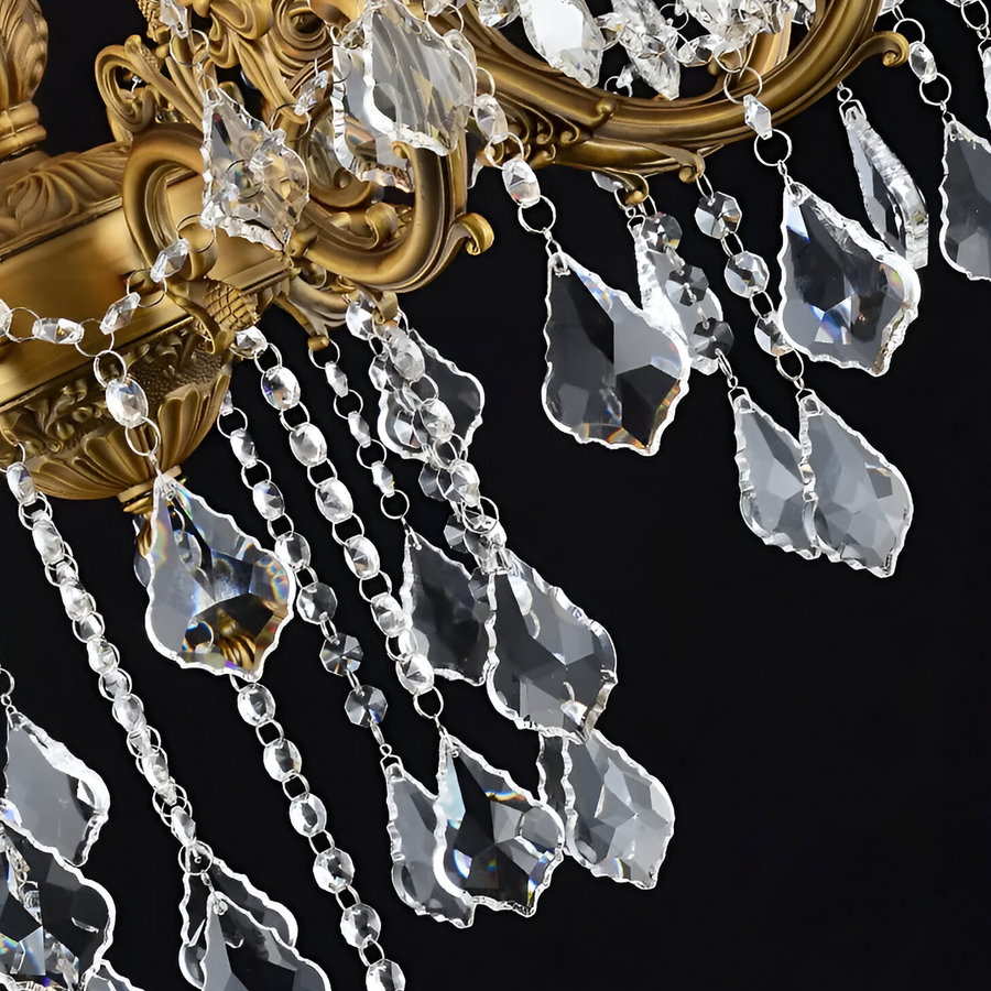 SANSSOUCI Royal Chandelier 12xE14 Metal and Crystal Adjustable Height Antique Brass