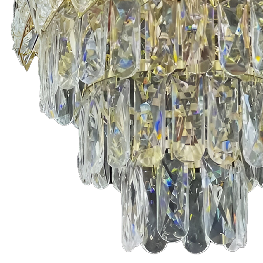 WINDSOR Petito Crystal Chandelier 3xE27, Diameter 30cm, Shiny Gold, Adjustable Height