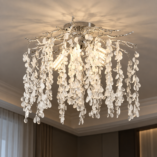 WILLOW Crystal Chandelier, 5x E14, Diameter 50cm, Chrome