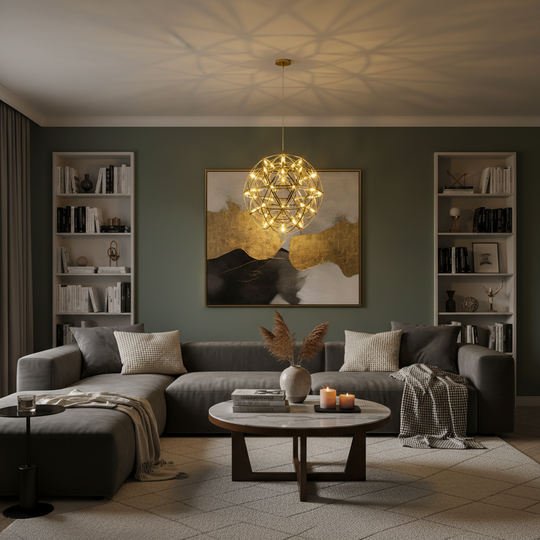 Modern LED WELD Chandelier Magno, 18W, Warm Light 3000K, Diameter 50cm, Adjustable Height, Shiny Chrome