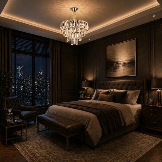 Crystal Chandelier VALMONT Nobile 6xE14, D40 cm, Gold, Adjustable Height, Metal and Crystal Crystal Chandeliers Default Title Alessandro Design