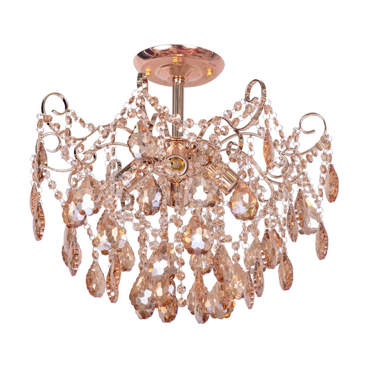 Fiamma Crystal Chandelier, 4x E27, Diameter 50cm, Gold