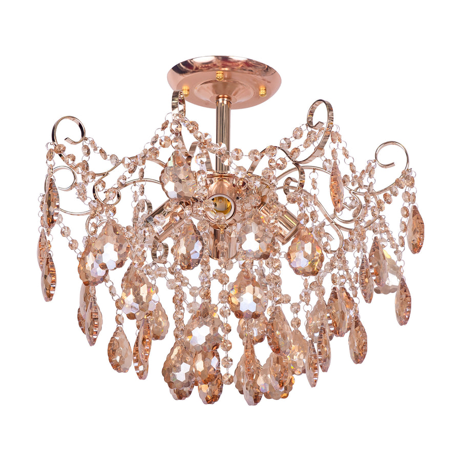 Fiamma Crystal Chandelier, 4x E27, Diameter 50cm, Gold