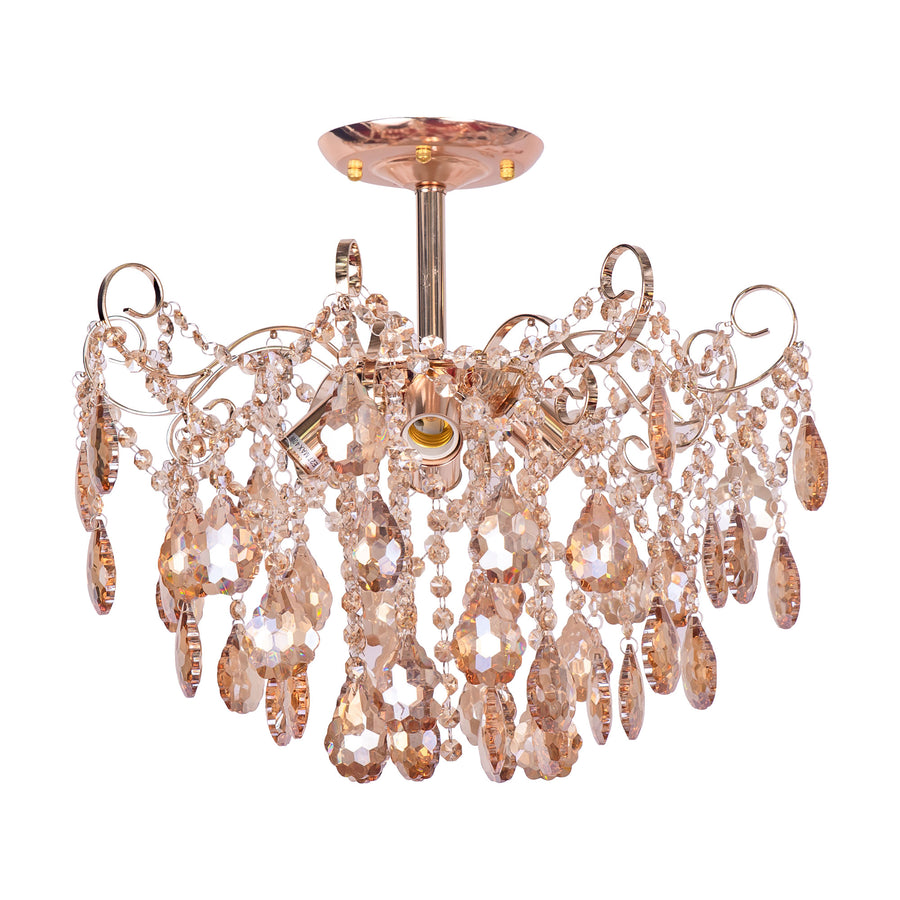 Fiamma Crystal Chandelier, 4x E27, Diameter 50cm, Gold