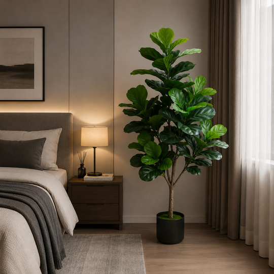 Artificial Ficus Tree Plant, 3 arms, 160 cm, Green, with Pot