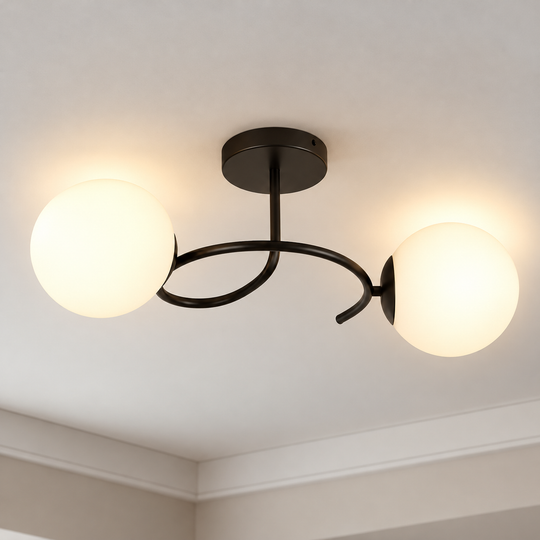 LED and crystal chandelier ORBIT, 55cm, 2xE27, Globes, Black
