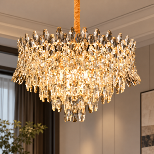 Crystal Chandelier MONARCH Elegance 3xE14, Diameter 50cm, Height 35cm, Shiny Gold, Adjustable Height, Elegant Design