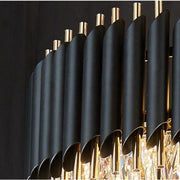 VERSAILLES Eleganza Crystal Chandelier 7x E14, Diameter 49cm, Shiny Gold and Black, Adjustable Height