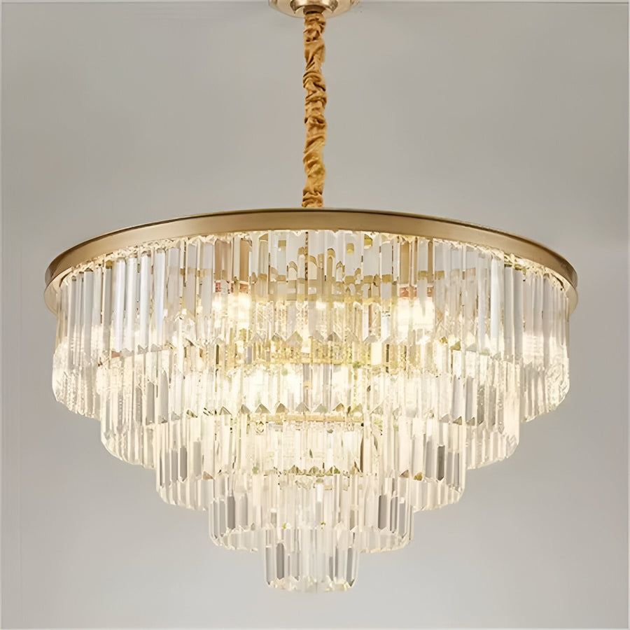 CHAMBORD Eleganza Crystal Chandelier 8xE14, Diameter 48cm, Matte Gold, Adjustable Height