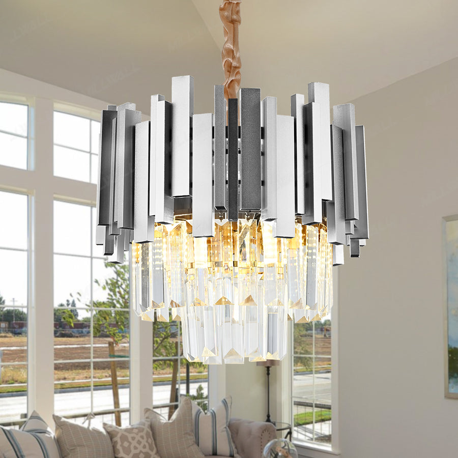 BLOIS Nobile Crystal Chandelier 5xE14, Diameter 40cm, Silver, Adjustable Height
