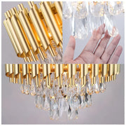 VERSAILLES Petito Crystal Chandelier 3xE14, Diameter 30cm, Gold, Adjustable Height