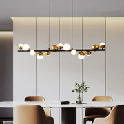 Aurion Acrylic LED Pendant Chandelier with Remote Control, Dimmable, Black Gold, Metal and Acrylic