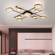 LED chandelier with remote control, ramo, 46w, black gold