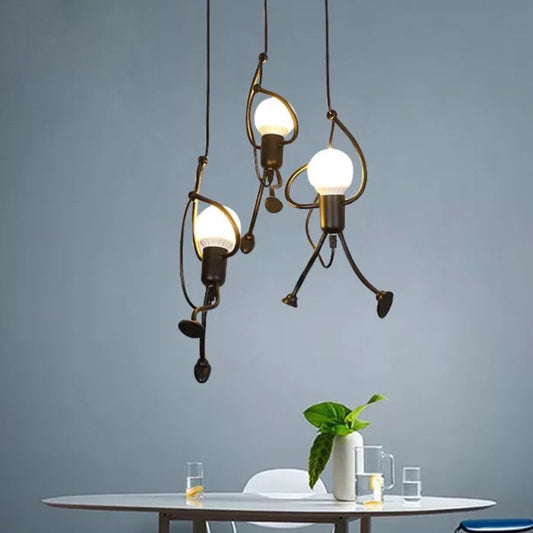 MODERN Chandelier, Pendulum type, FANTASIA, Figurine, 3xE27, Adjustable Height, Black