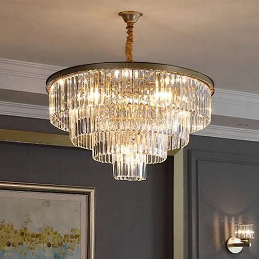 CHAMBORD Eleganza Crystal Chandelier 8xE14, Diameter 48cm, Matte Gold, Adjustable Height