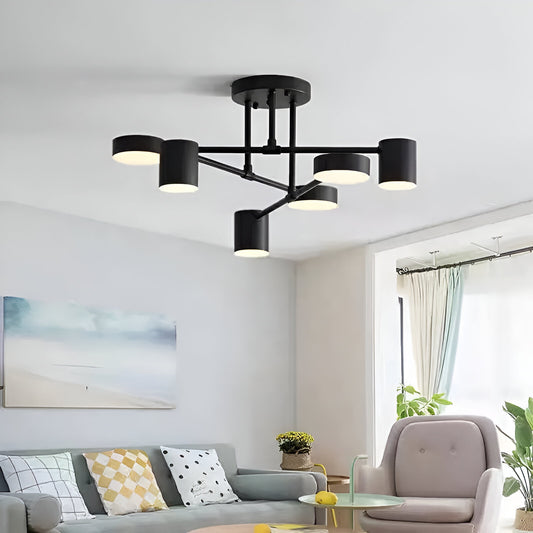 LED chandelier GALIOS 72W, 6 Elements, Cold/Warm/Neutral light, Black