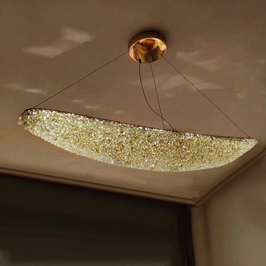 Modern Chandelier with Crystal, RITMICA Largo, 31W, Length 80 cm, Gold, Adjustable height