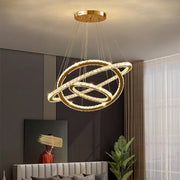 Bright LED PRISM Chandelier, Crystal and Metal, 210W, 4 Circles, Dimmable, Adjustable Height, Cold/Warm/Neutral Light, Luxurious Lighting