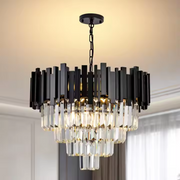 BLOIS Nobile Crystal Chandelier 4xE14, Diameter 40cm, Black, Adjustable Height