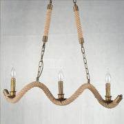 Rope Chandelier, 3*E27, Brown, Metal and Rope