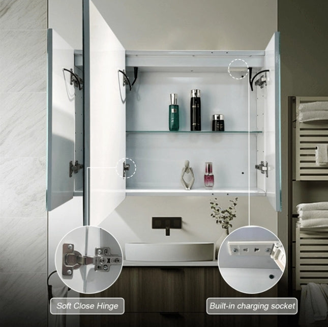 Theresa Wardrobe With LED Mirror DBP125 100x70 Grey