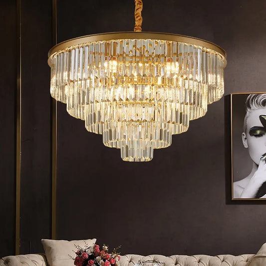 CHAMBORD Nobile Crystal Chandelier 5xE14, Diameter 38cm, Matte Gold, Adjustable Height